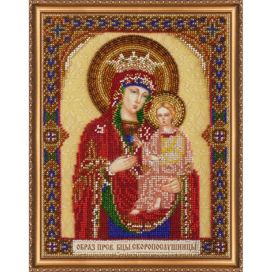 Bead Embroidery Kit Icon Virgin Mary Mother of God Beaded stitching DIY