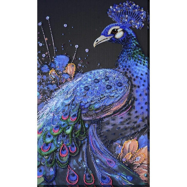 Bead Embroidery Kit Peacock Beaded stitching Bead needlepoint Beadwork DIY