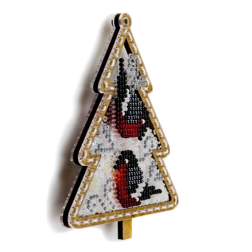 Bead Embroidery Kit on Plastic Snowbirds DIY Christmas tree toy