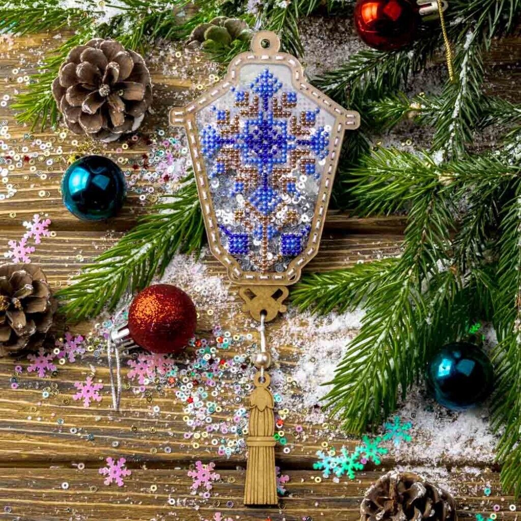 Bead Embroidery Kit on Plastic Ornament DIY Christmas tree toy