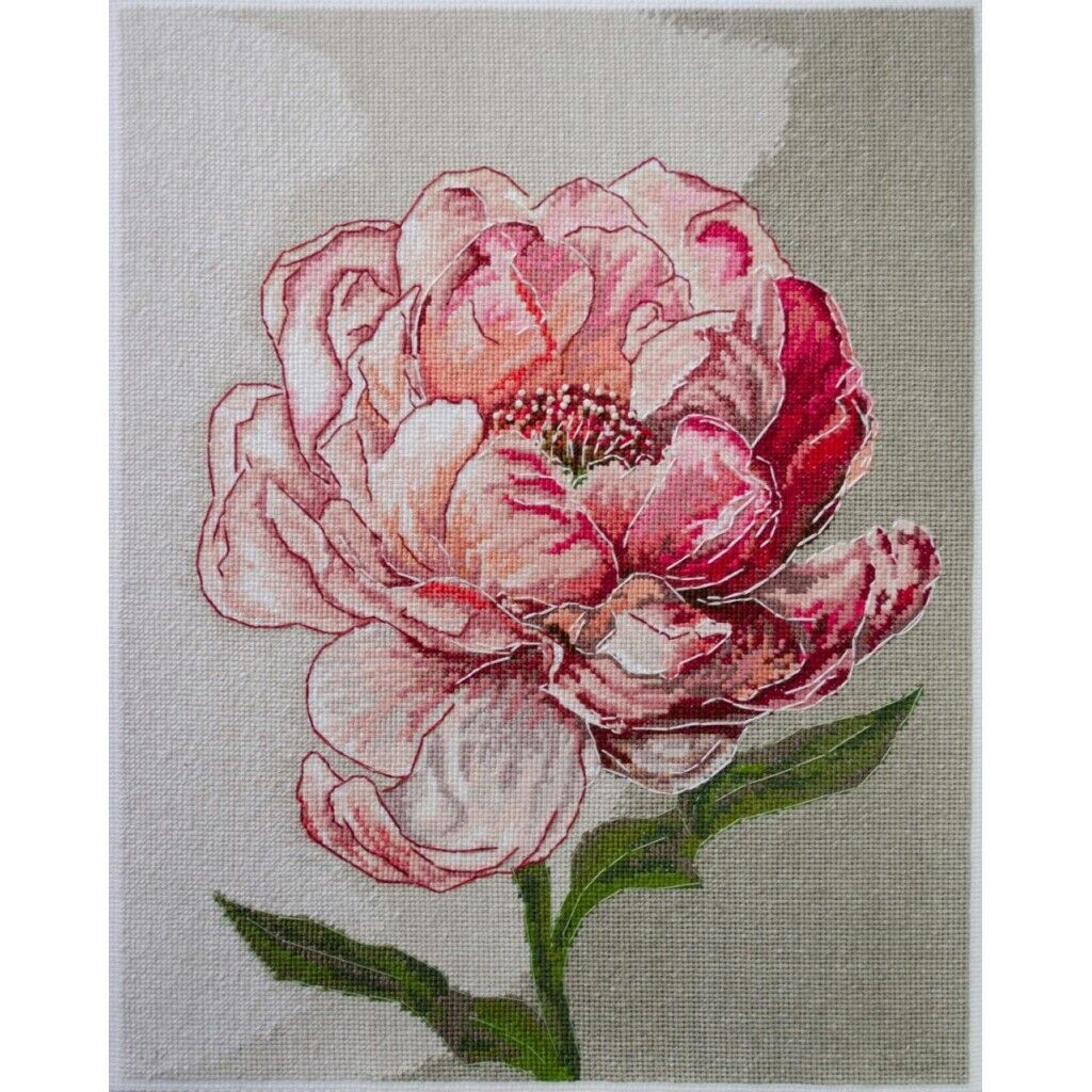 Counted Cross Stitch Kit Peony flower DIY Unprinted canvas