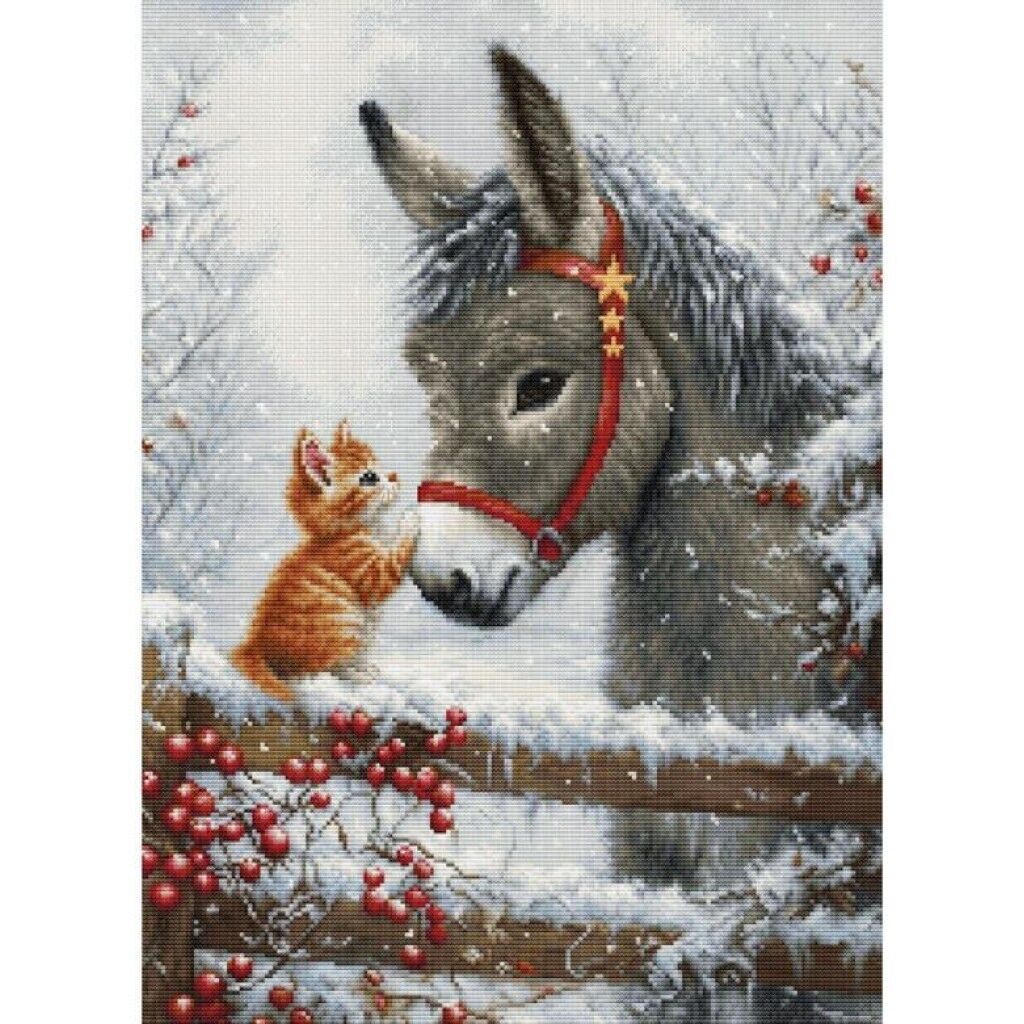 Counted Cross Stitch Kit Warm embrace DIY Luca-S Unprinted canvas