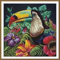 Counted Cross Stitch Kit Tropical bird DIY Unprinted canvas