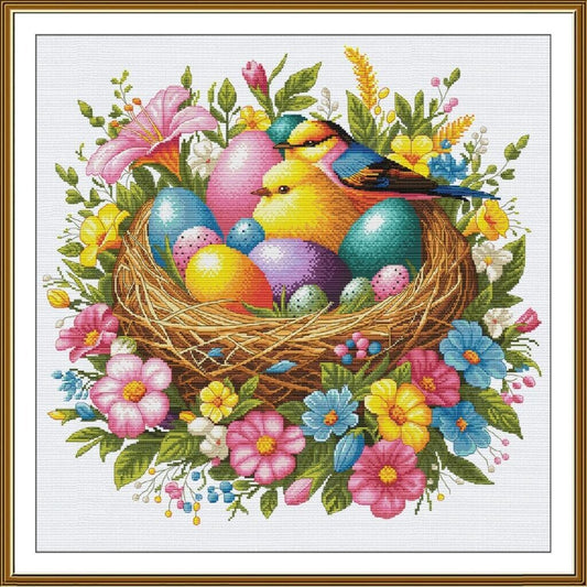 Counted Cross Stitch Kit Easter flowers DIY Unprinted canvas