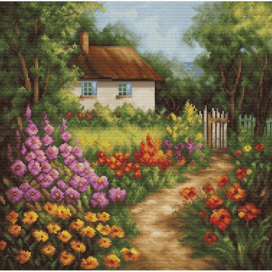 Counted Cross Stitch Kit Country house Luca-S DIY Unprinted canvas