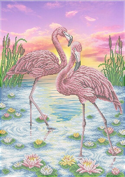 Big Bead Embroidery Kit Flamingo DIY Bead needlepoint Bead stitching Beadwork