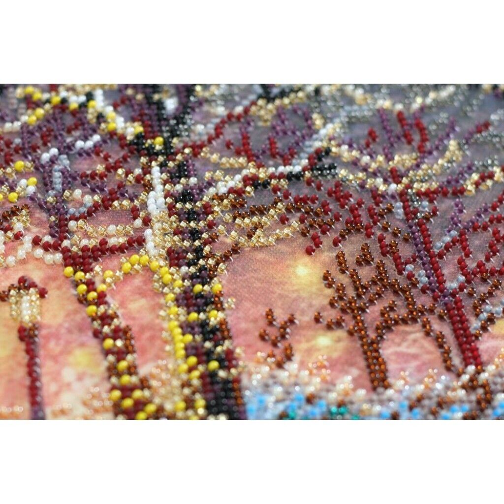 Bead Embroidery Kit Winter date Beaded stitching Bead needlepoint Beadwork DIY