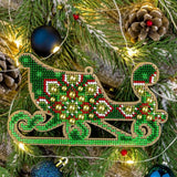 Bead Embroidery Kit on Wood Sleigh DIY Christmas tree toy