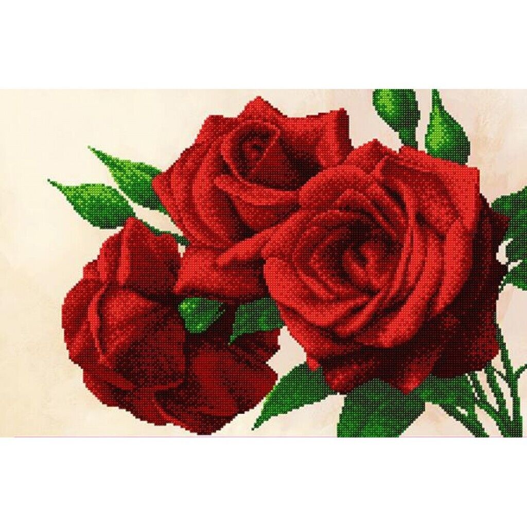 Bead Embroidery Kit Roses Flowers DIY Bead needlepoint Beadwork