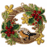 Bead Embroidery Kit on Wood Christmas wreath DIY Christmas tree toy