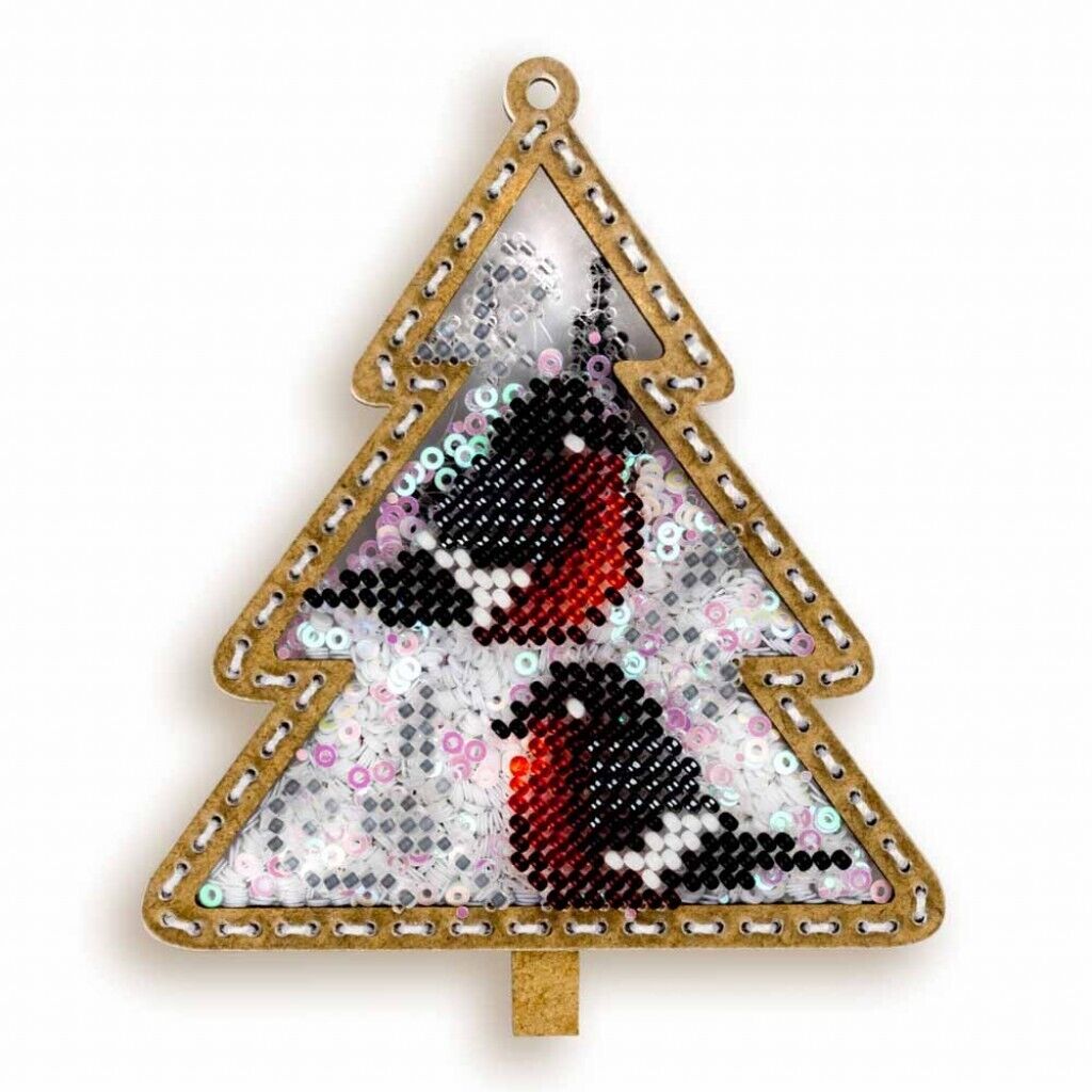 Bead Embroidery Kit on Plastic Snowbirds DIY Christmas tree toy