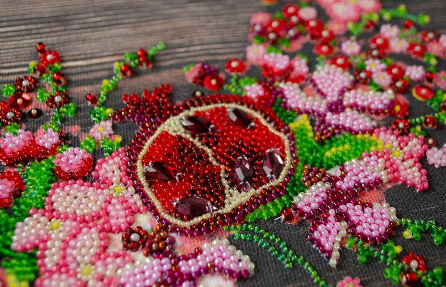 Bead Embroidery Kit Pomegranate Beaded stitching Beadwork Bead needlepoint DIY