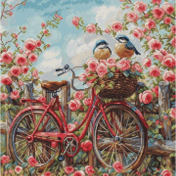 Counted Cross Stitch Kit Bicycle with roses Luca-S DIY Unprinted canvas