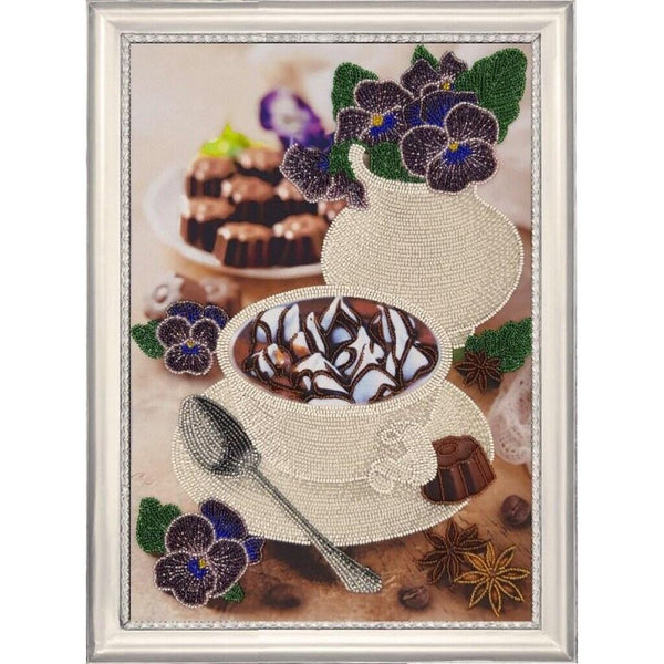 Bead Embroidery Kit Violet still life DIY Bead needlepoint Bead stitching