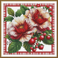 Counted Cross Stitch Kit Pomegranate flowers DIY Unprinted canvas