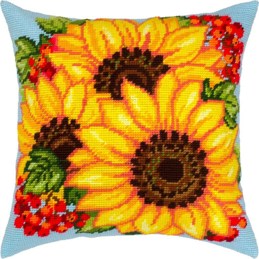 Tapestry Pillow Cover DIY kit "Sunflowers" Needlepoint kit Printed canvas