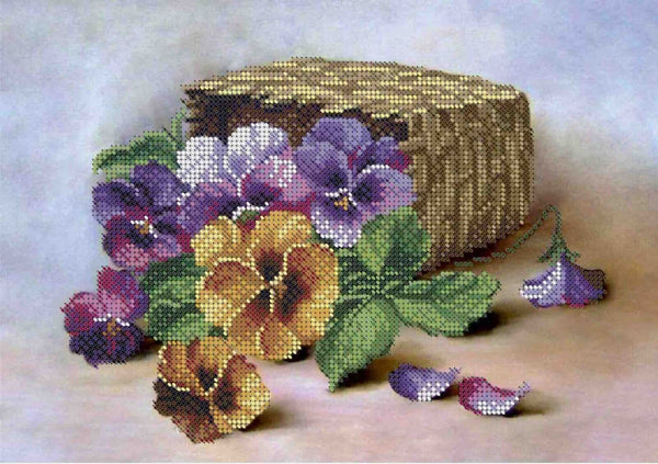 Bead Embroidery Kit Viola Flowers Bead needlepoint Bead stitching Beadwork