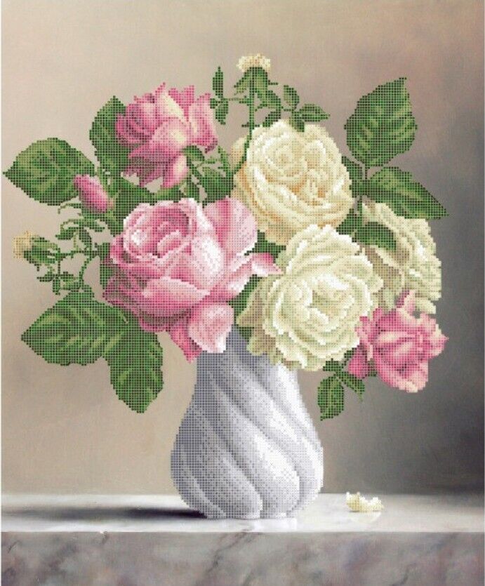 Bead Embroidery Kit Roses DIY Bead needlepoint Bead stitching