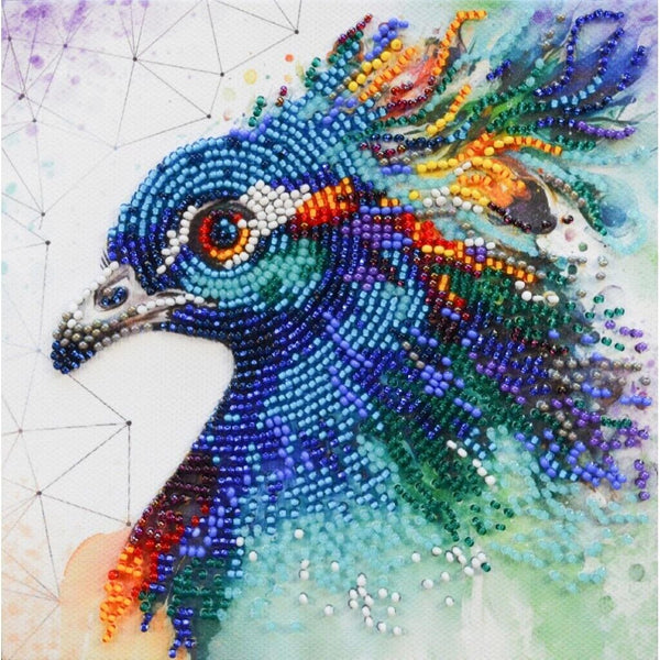 Bead Embroidery Kit Peacock Beaded stitching Bead needlepoint DIY