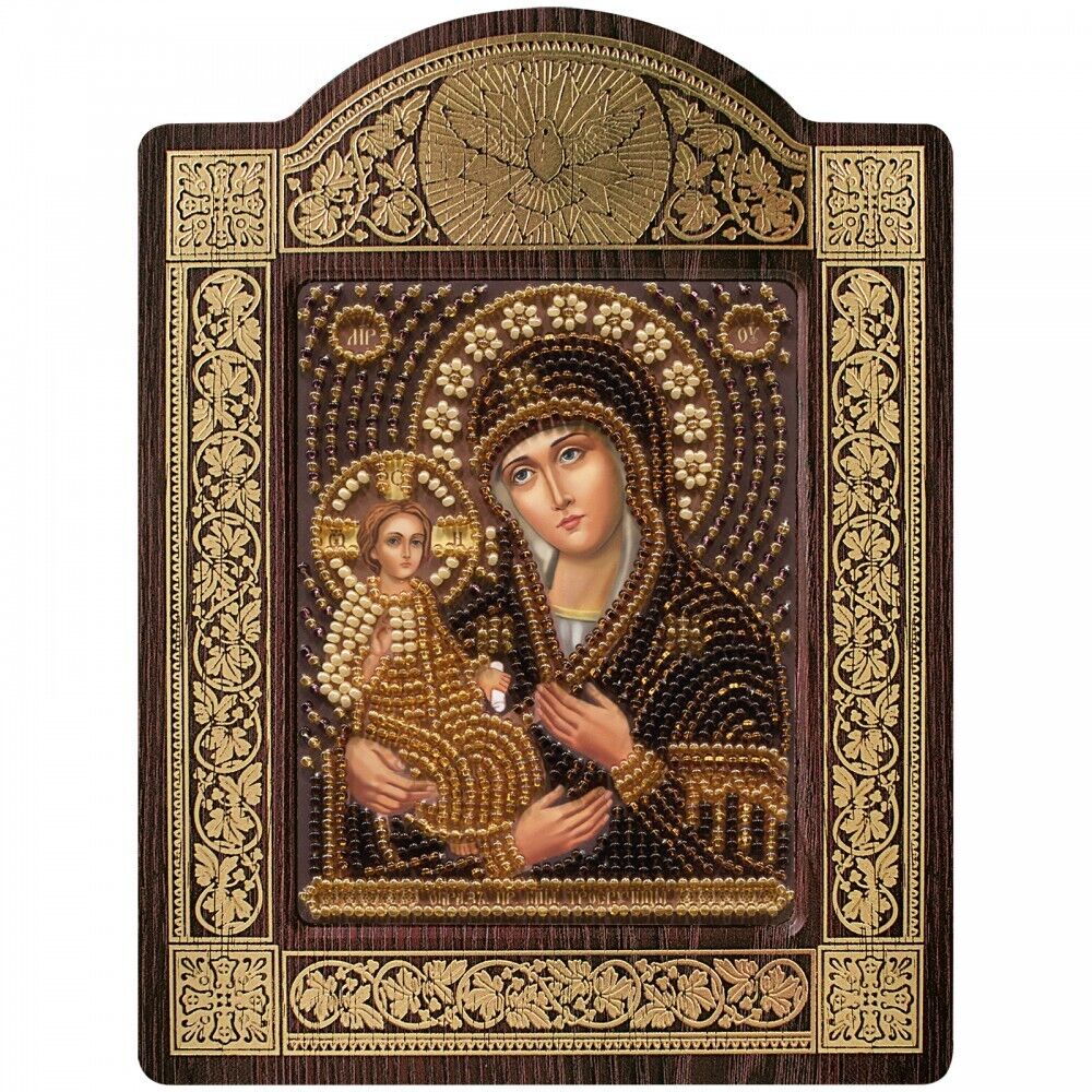 Bead Embroidery Kit Icon Virgin Mary Mother of God DIY Bead needlepoint Beadwork