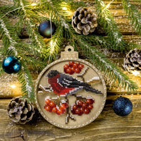 Bead Embroidery Kit on Wood Snowbird DIY Christmas tree toy