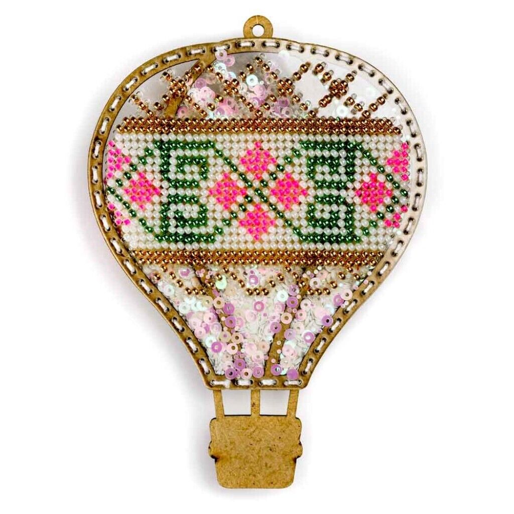 Bead Embroidery Kit on Plastic Pink balloon DIY Christmas tree toy