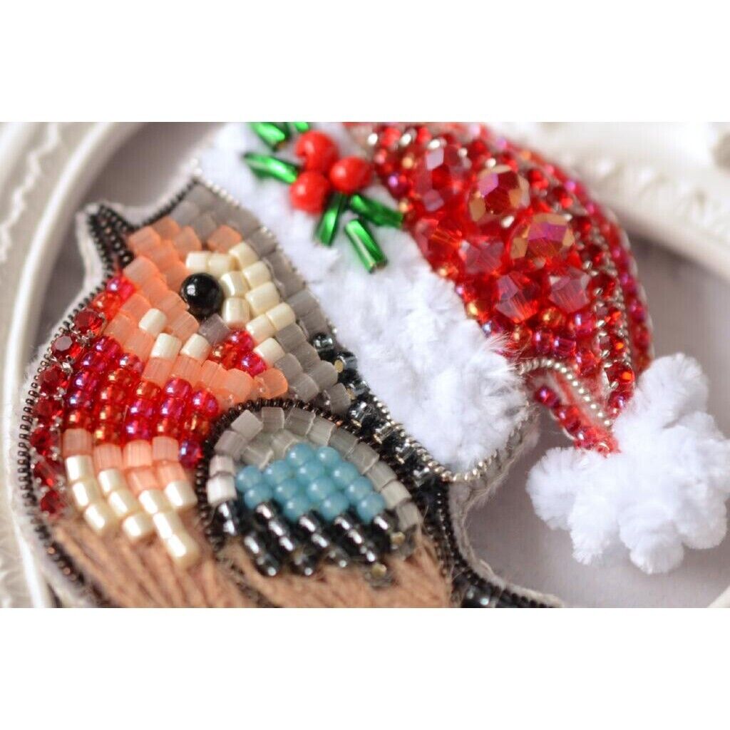 DIY Jewelry Making Beading kit Bullfinch Brooch Bead Embroidery Needlepoint