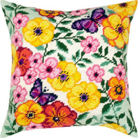 Tapestry Pillow Cover DIY kit "Summer flowers" Needlepoint kit Printed canvas