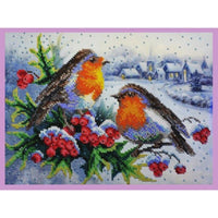 Bead Embroidery Kit Bullfinches DIY Beaded needlepoint Beaded stitching