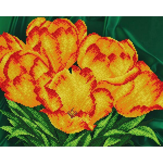 Bead Embroidery Kit Tulips Flowers DIY Bead needlepoint Beadwork