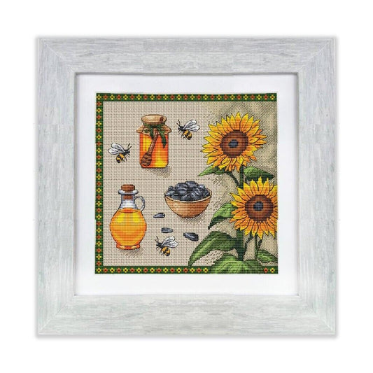 Counted Cross Stitch Kit Sampler Summer Sunflowers DIY Unprinted canvas