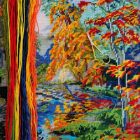 Tapestry Pillow Cover DIY kit "Autumn" Needlepoint kit Printed canvas