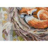 Counted Cross Stitch Kit Fox in the nest DIY Unprinted canvas