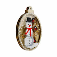 Bead Embroidery Kit on Wood Snowman DIY Christmas tree toy