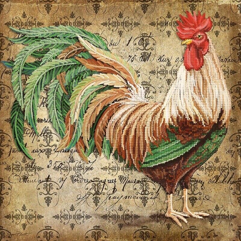 Bead Embroidery Kit Rooster Beaded needlepoint Beaded stitching Beadwork DIY