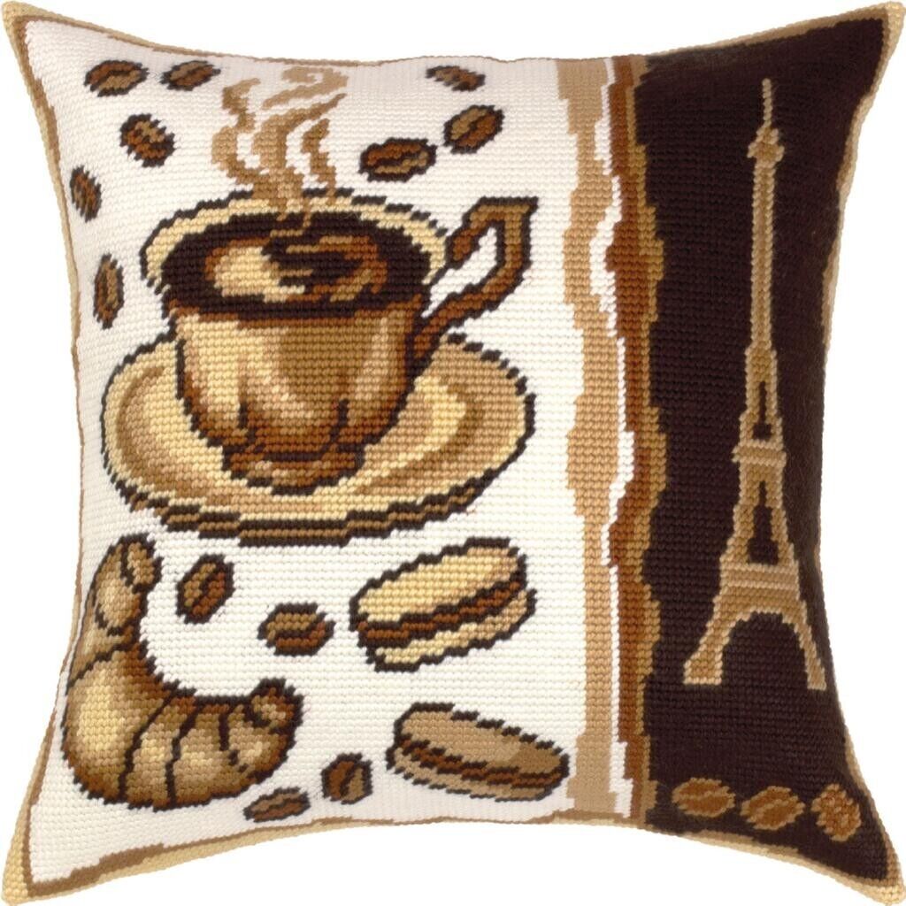 Tapestry Pillow Cover DIY kit "Morning in Paris" Needlepoint kit Printed canvas