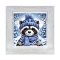 Bead Embroidery Kit Winter raccoon DIY Beaded needlepoint Beaded stitching