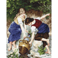 Gobelin kit Tapestry embroidery Kit At the fountain Luca-S DIY Unprinted canvas