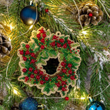 Bead Embroidery Kit on Wood Christmas wreath DIY Christmas tree toy