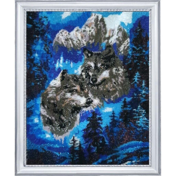 Full Bead Embroidery Kit Wolf DIY Bead needlepoint Bead stitching Beadwork