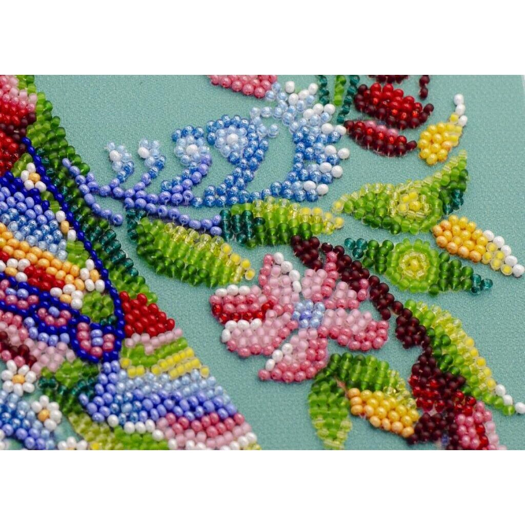 Bead Embroidery Kit Spring bird Beaded stitching Bead needlepoint DIY