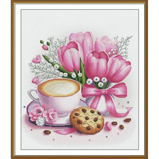 Counted Cross Stitch Kit Tulips Flowers DIY Unprinted canvas