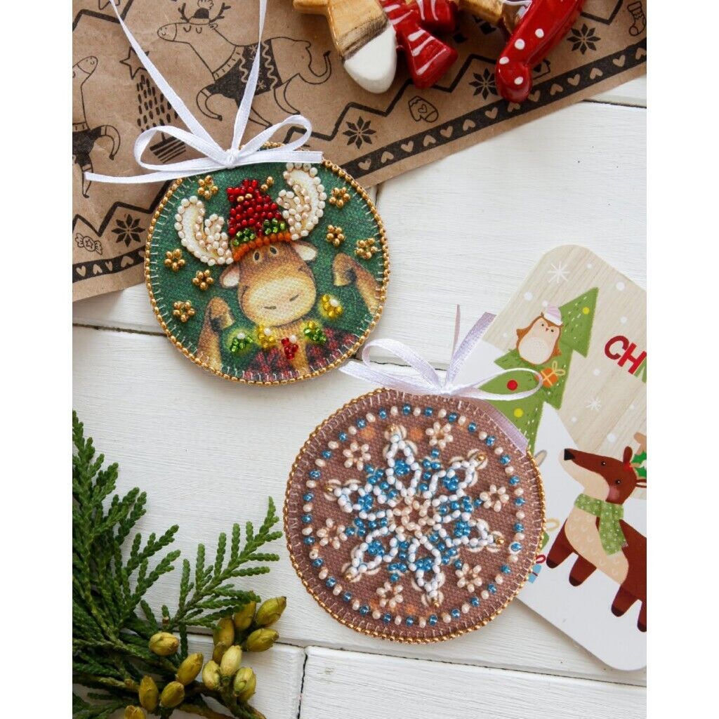 Bead Embroidery Kit Deer XMas Christmas tree toy kit DIY Beading embroidery