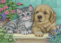 Bead Embroidery Kit Cat and dog DIY Beaded needlepoint Beaded stitching