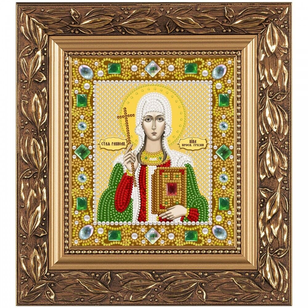 Bead Embroidery Kit Icon St. Nina DIY Bead needlepoint Beadwork