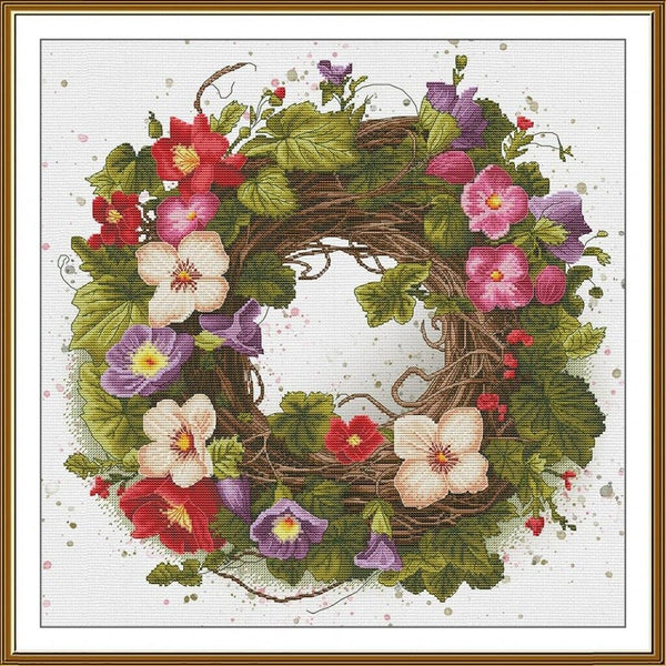 Counted Cross Stitch Kit Spring Flowers DIY Unprinted canvas