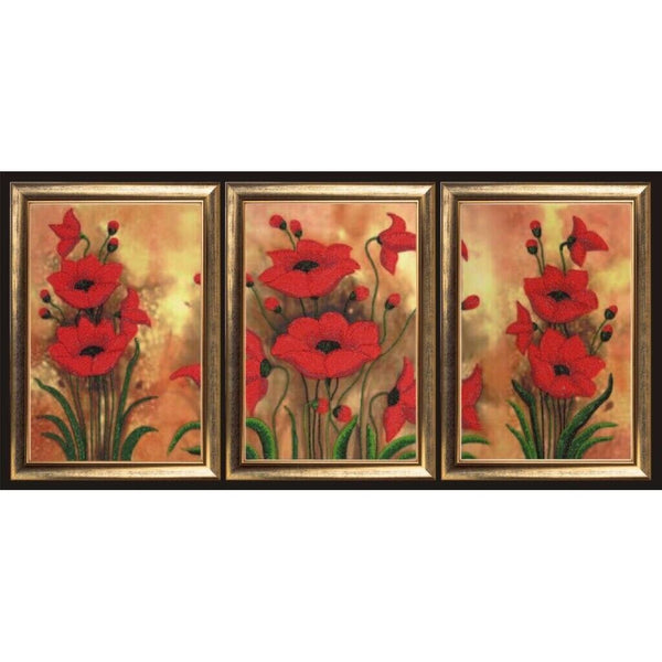 Bead Embroidery Kit Poppies Flowers Bead needlepoint Bead stitching Beadwork