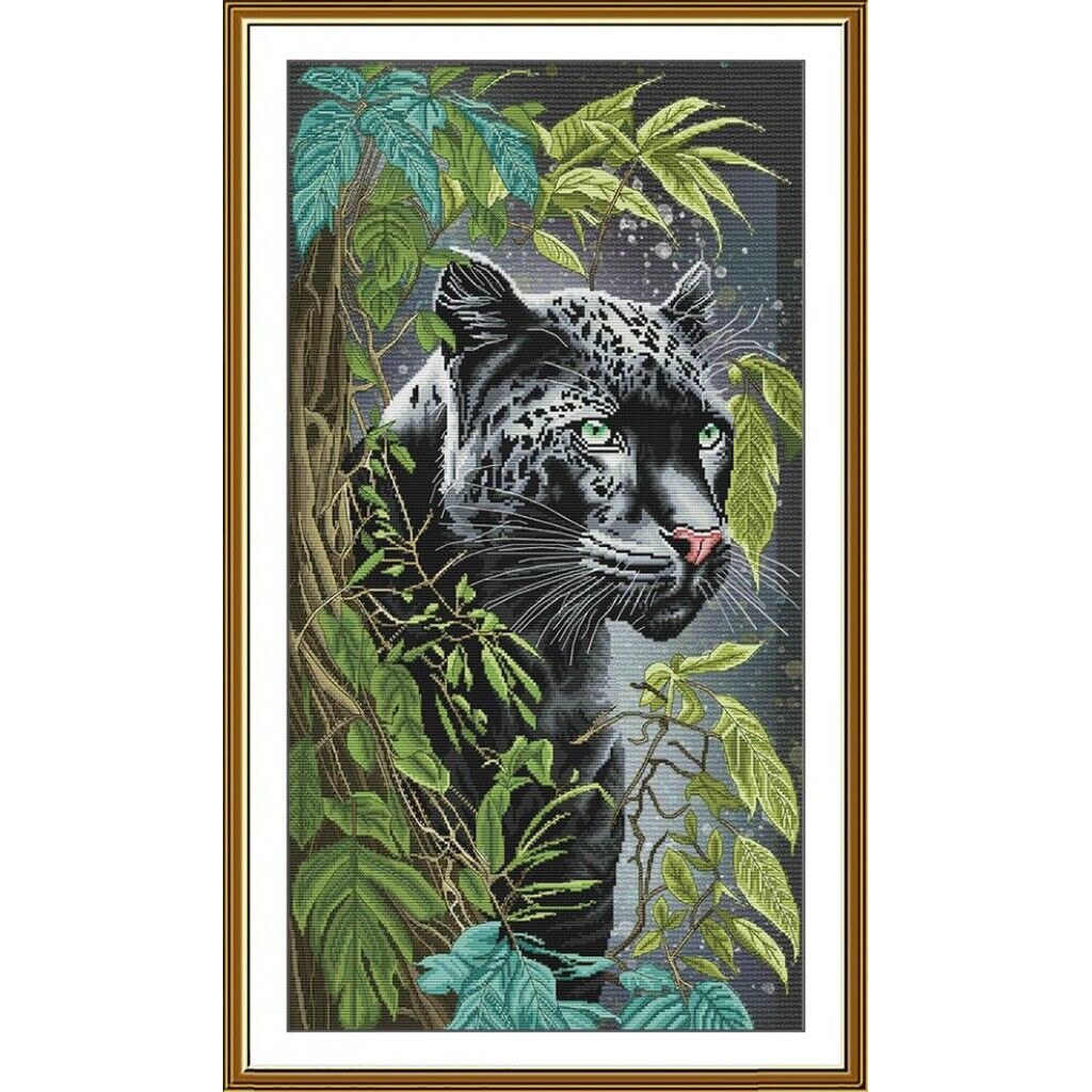 Counted Cross Stitch Kit Black Leopard DIY Unprinted canvas