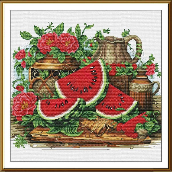 Counted Cross Stitch Kit Watermelon summer DIY Unprinted canvas