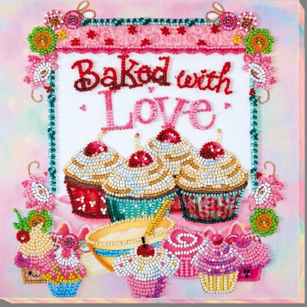 Bead Embroidery Kit Baked with love Beaded stitching Bead needlepoint DIY